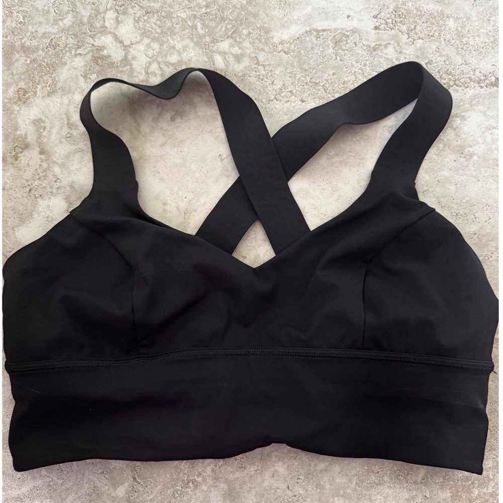 Lululemon Hold Your Form Bra Black High Support Cross Back Sports Bra Size 12